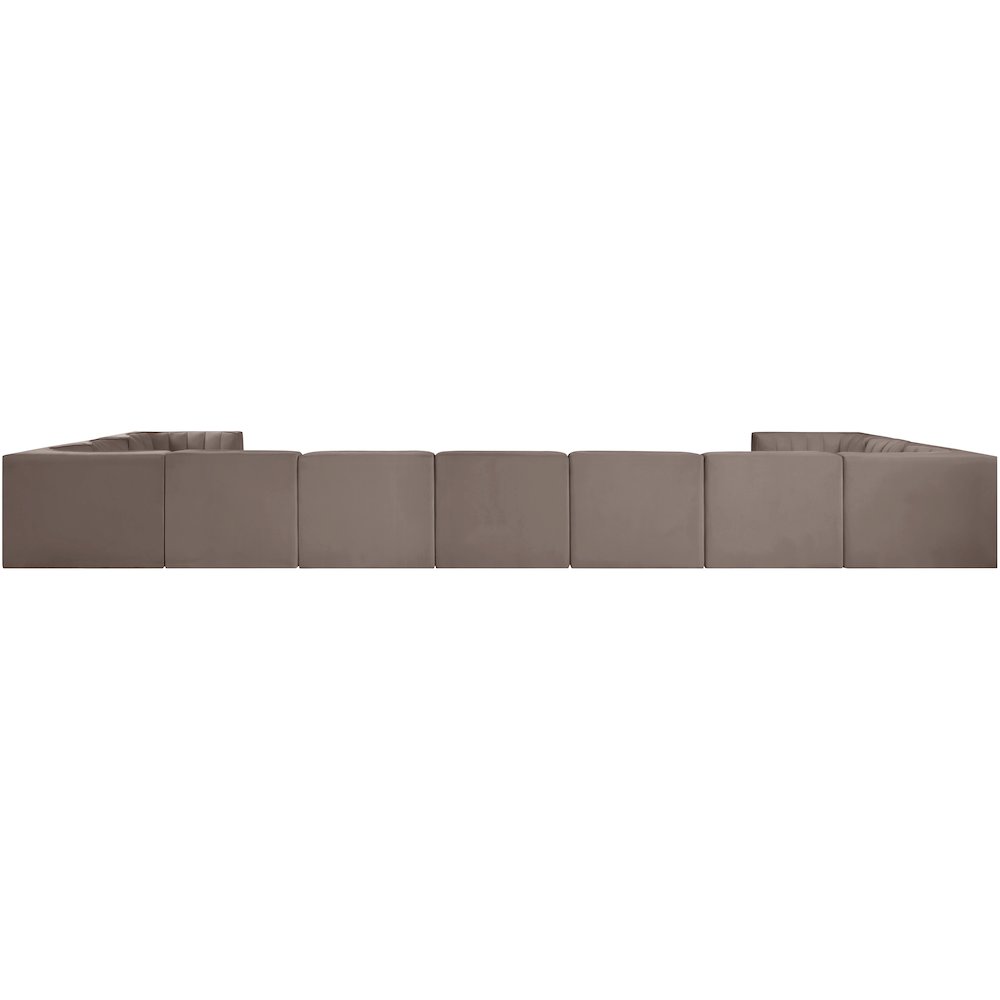 Rummi Taupe Velvet Performance Fabric Upholstered 11pc. Modular Sectional