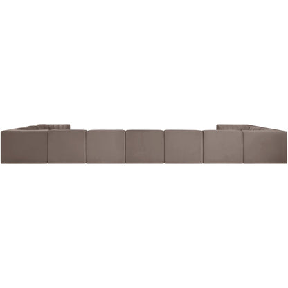 Rummi Taupe Velvet Performance Fabric Upholstered 11pc. Modular Sectional