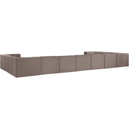 Rummi Taupe Velvet Performance Fabric Upholstered 11pc. Modular Sectional