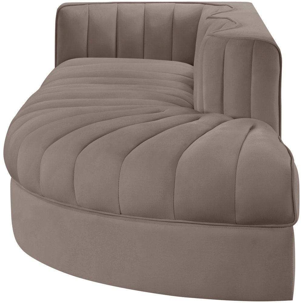Rummi Taupe Velvet Performance Fabric Upholstered 3pc. Modular Sectional