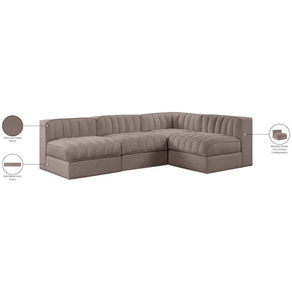 Rummi Taupe Velvet Performance Fabric Upholstered 4pc. Modular Sectional