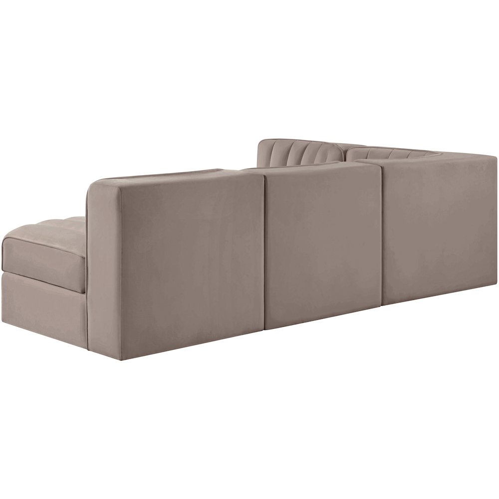 Rummi Taupe Velvet Performance Fabric Upholstered 4pc. Modular Sectional