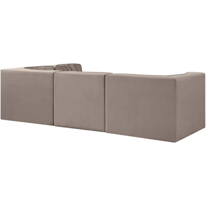 Rummi Taupe Velvet Performance Fabric Upholstered 4pc. Modular Sectional