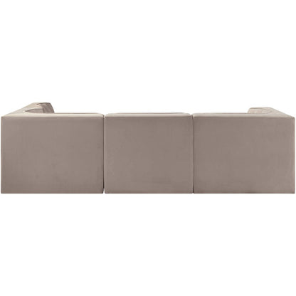 Rummi Taupe Velvet Performance Fabric Upholstered 4pc. Modular Sectional