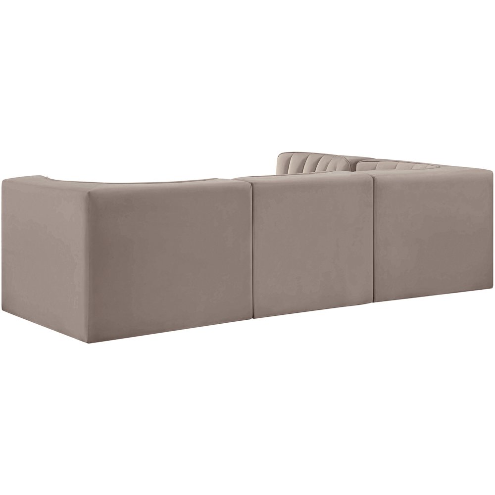 Rummi Taupe Velvet Performance Fabric Upholstered 4pc. Modular Sectional