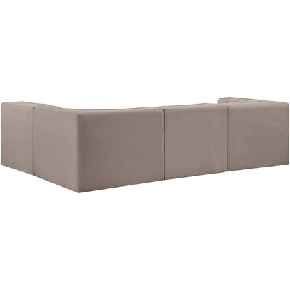 Rummi Taupe Velvet Performance Fabric Upholstered 4pc. Modular Sectional