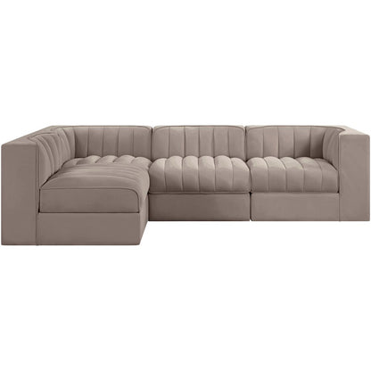Rummi Taupe Velvet Performance Fabric Upholstered 4pc. Modular Sectional