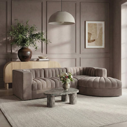 Rummi Taupe Velvet Performance Fabric Upholstered 4pc. Modular Sectional