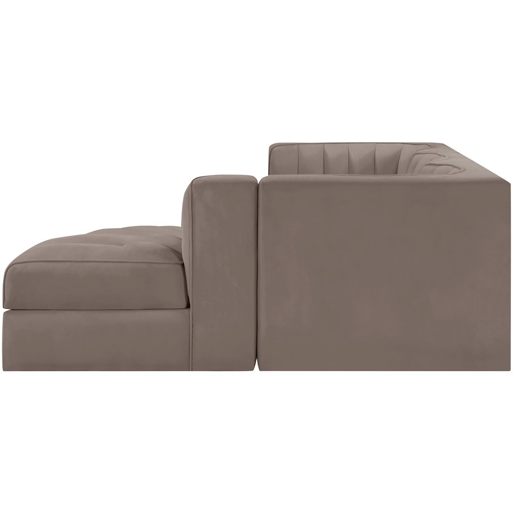Rummi Taupe Velvet Performance Fabric Upholstered 4pc. Modular Sectional