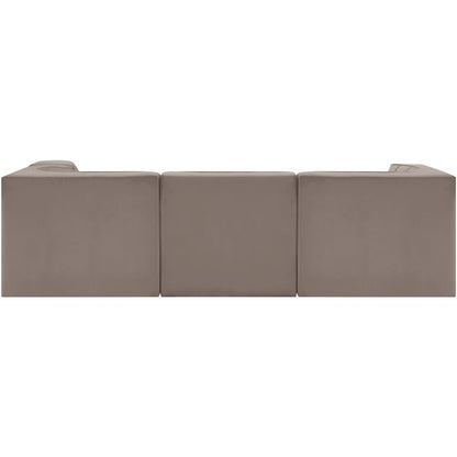 Rummi Taupe Velvet Performance Fabric Upholstered 4pc. Modular Sectional