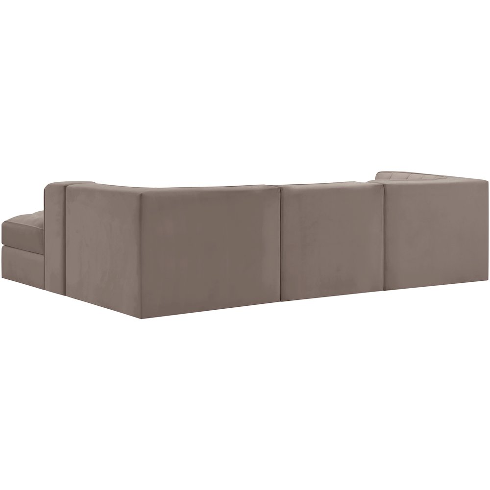 Rummi Taupe Velvet Performance Fabric Upholstered 4pc. Modular Sectional