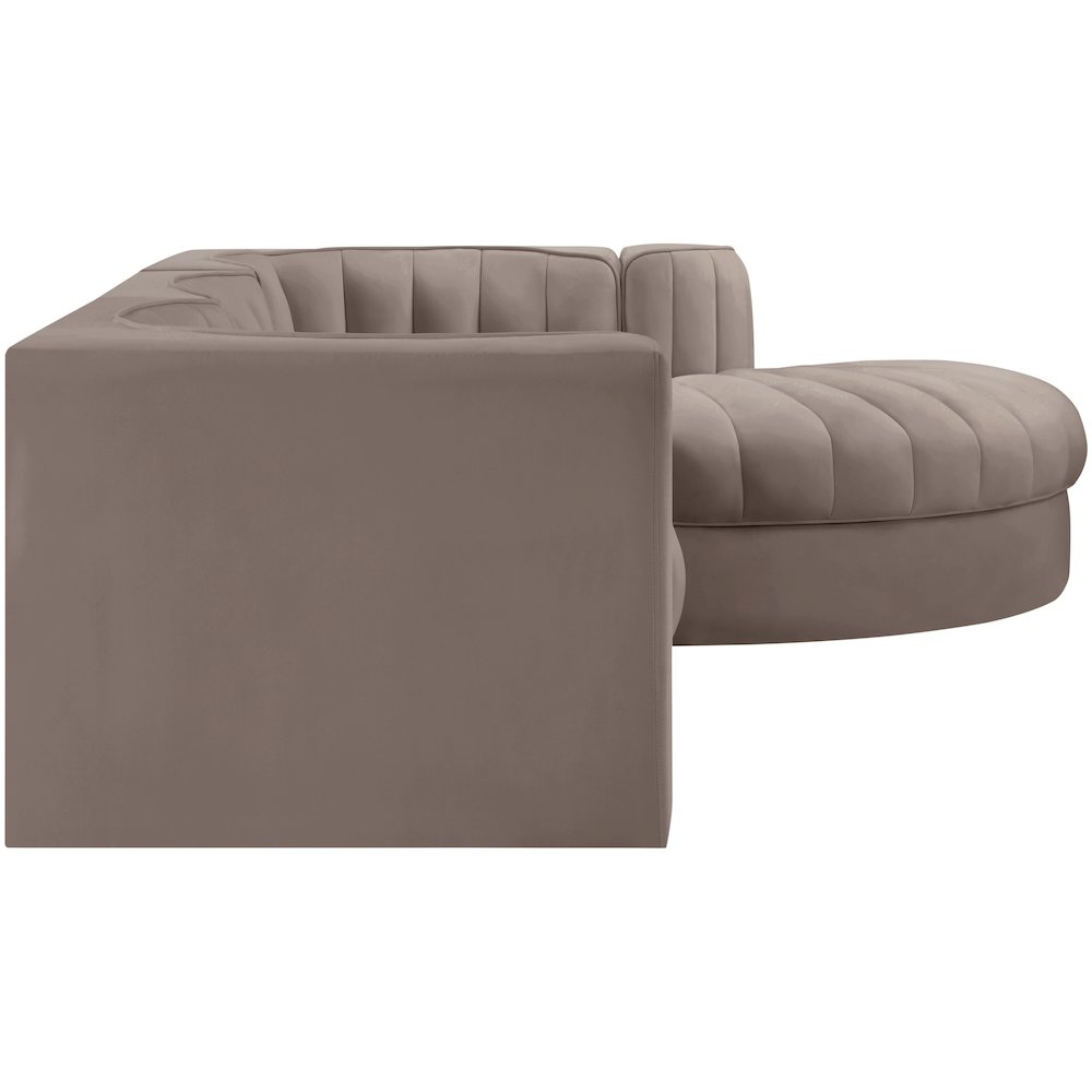 Rummi Taupe Velvet Performance Fabric Upholstered 4pc. Modular Sectional