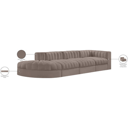Rummi Taupe Velvet Performance Fabric Upholstered 4pc. Modular Sectional