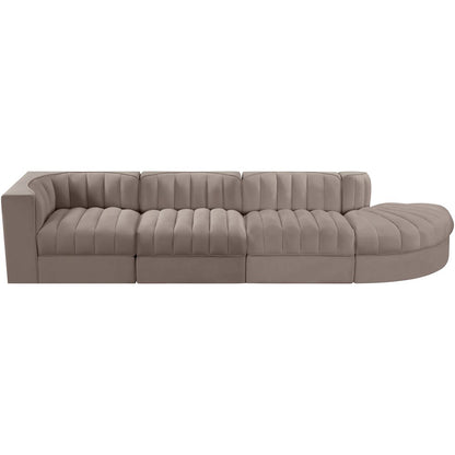 Rummi Taupe Velvet Performance Fabric Upholstered 4pc. Modular Sectional