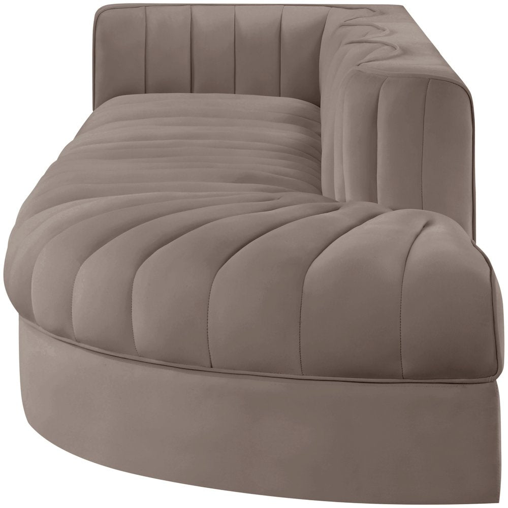 Rummi Taupe Velvet Performance Fabric Upholstered 4pc. Modular Sectional