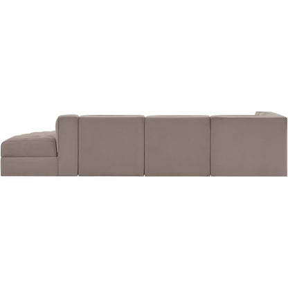 Rummi Taupe Velvet Performance Fabric Upholstered 4pc. Modular Sectional