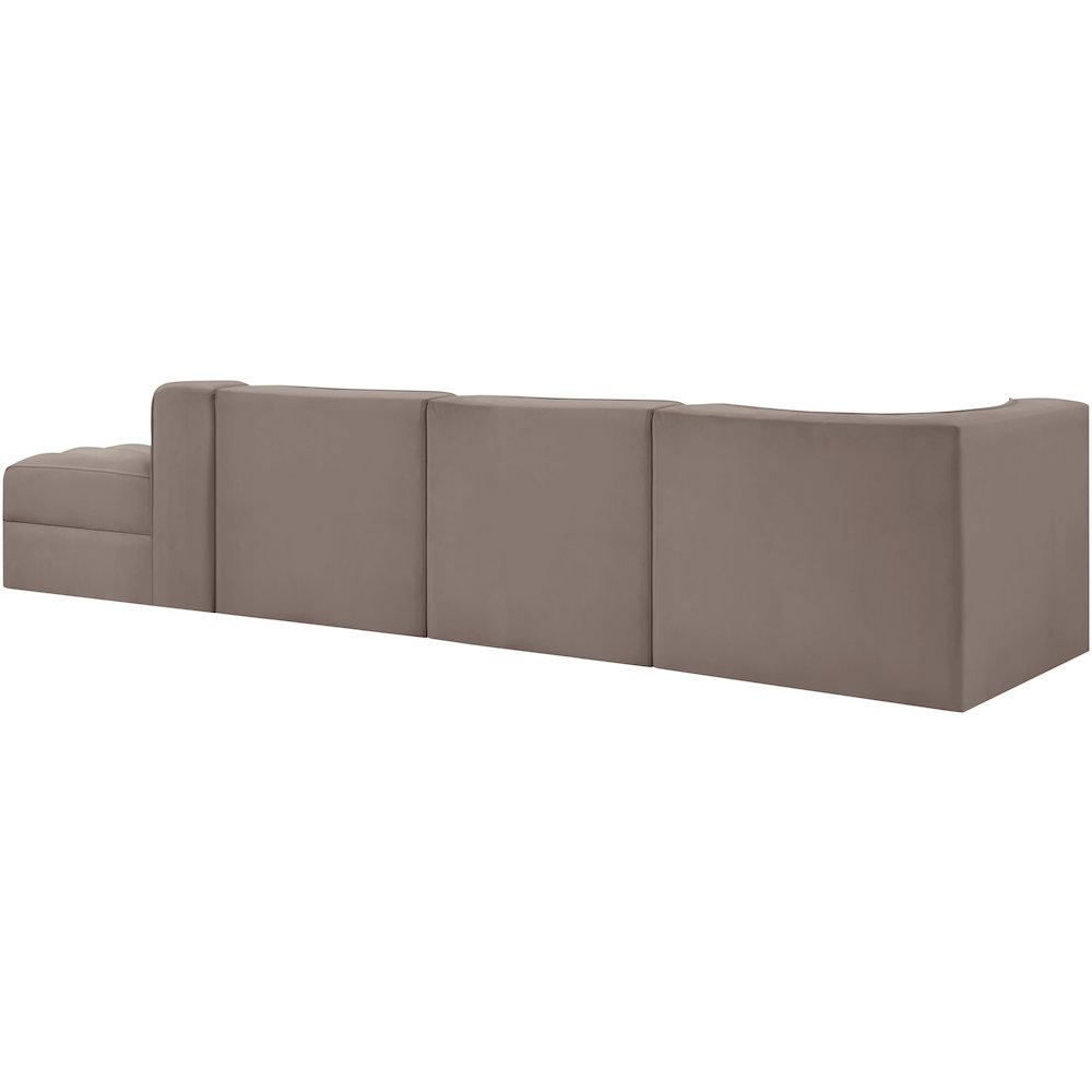 Rummi Taupe Velvet Performance Fabric Upholstered 4pc. Modular Sectional