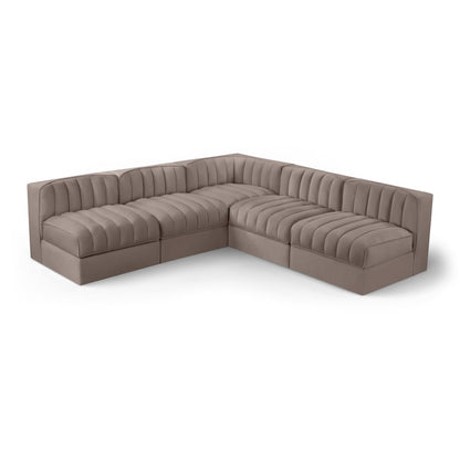 Rummi Taupe Velvet Performance Fabric Upholstered 5pc. Modular Sectional