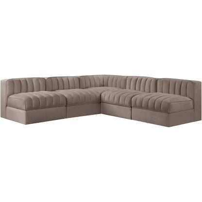 Rummi Taupe Velvet Performance Fabric Upholstered 5pc. Modular Sectional