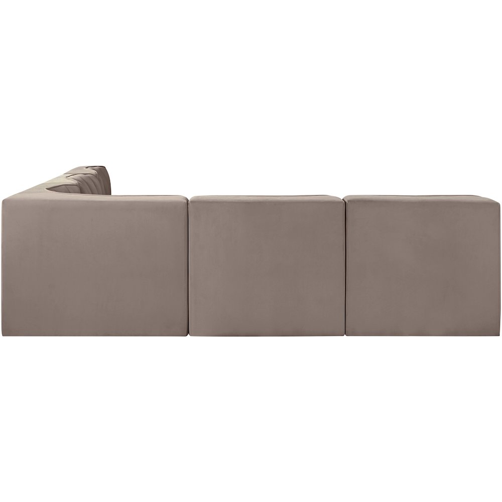 Rummi Taupe Velvet Performance Fabric Upholstered 5pc. Modular Sectional