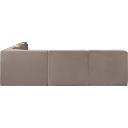 Rummi Taupe Velvet Performance Fabric Upholstered 5pc. Modular Sectional