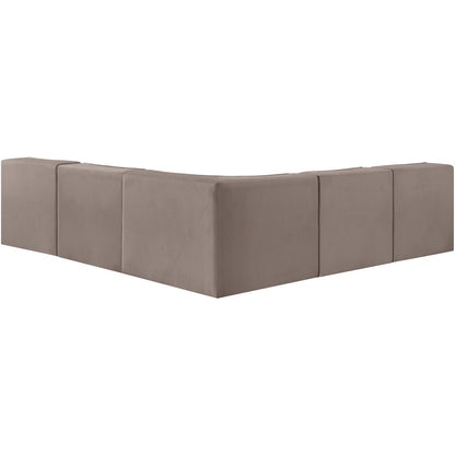 Rummi Taupe Velvet Performance Fabric Upholstered 5pc. Modular Sectional