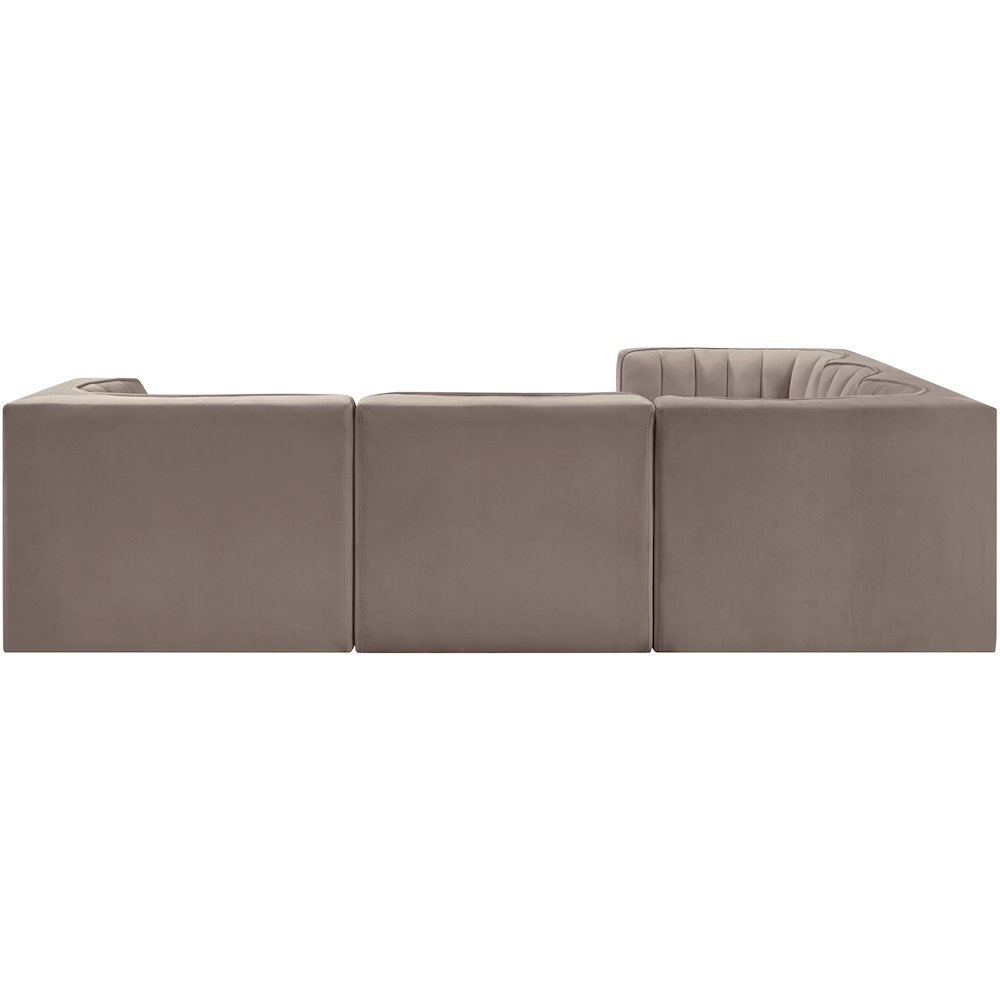 Rummi Taupe Velvet Performance Fabric Upholstered 5pc. Modular Sectional