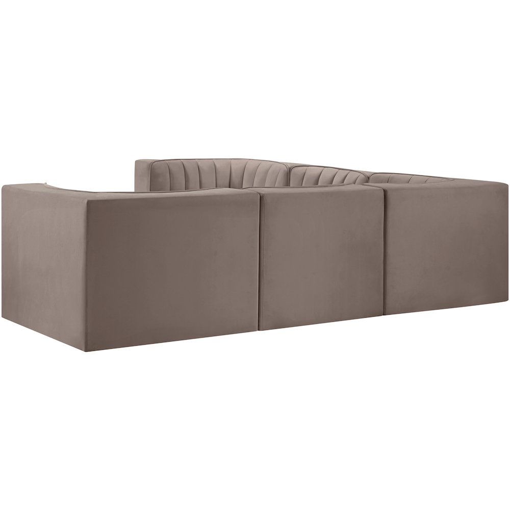 Rummi Taupe Velvet Performance Fabric Upholstered 5pc. Modular Sectional