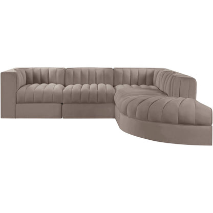 Rummi Taupe Velvet Performance Fabric Upholstered 5pc. Modular Sectional