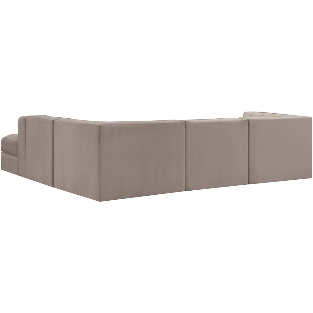 Rummi Taupe Velvet Performance Fabric Upholstered 5pc. Modular Sectional