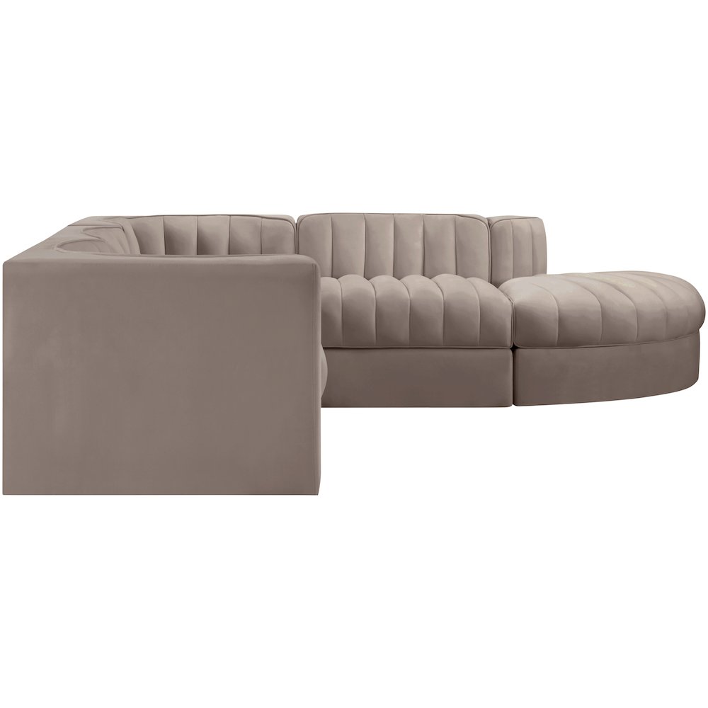 Rummi Taupe Velvet Performance Fabric Upholstered 5pc. Modular Sectional