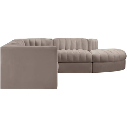 Rummi Taupe Velvet Performance Fabric Upholstered 5pc. Modular Sectional