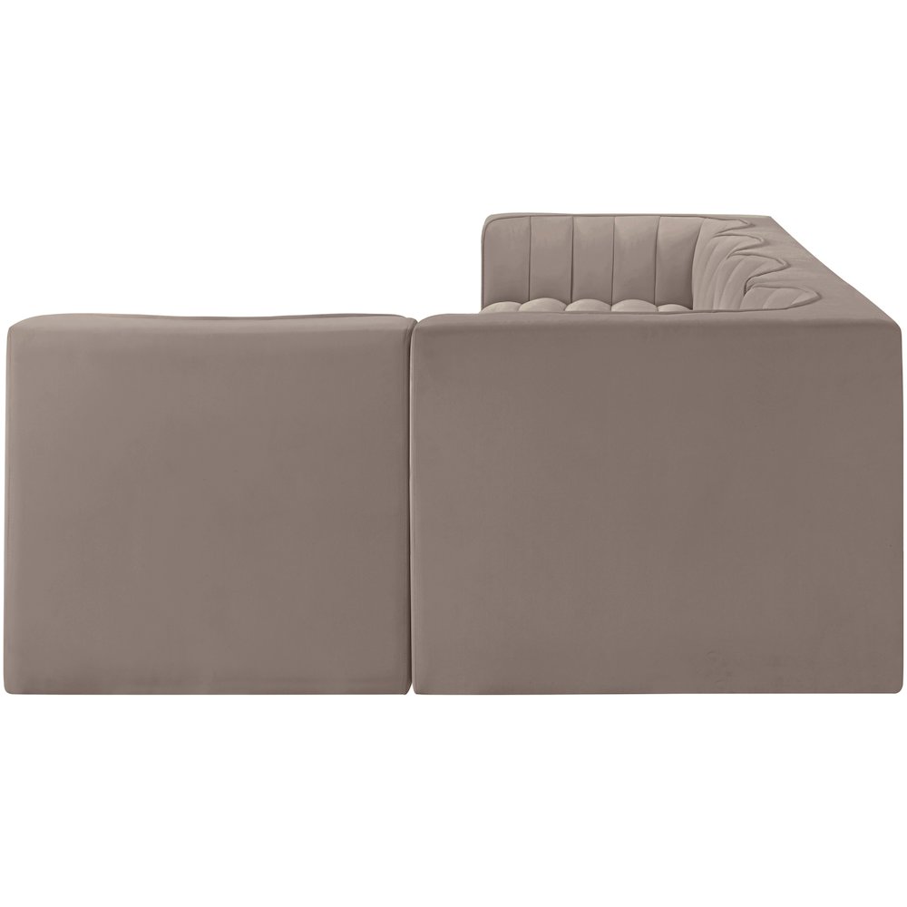 Rummi Taupe Velvet Performance Fabric Upholstered 5pc. Modular Sectional