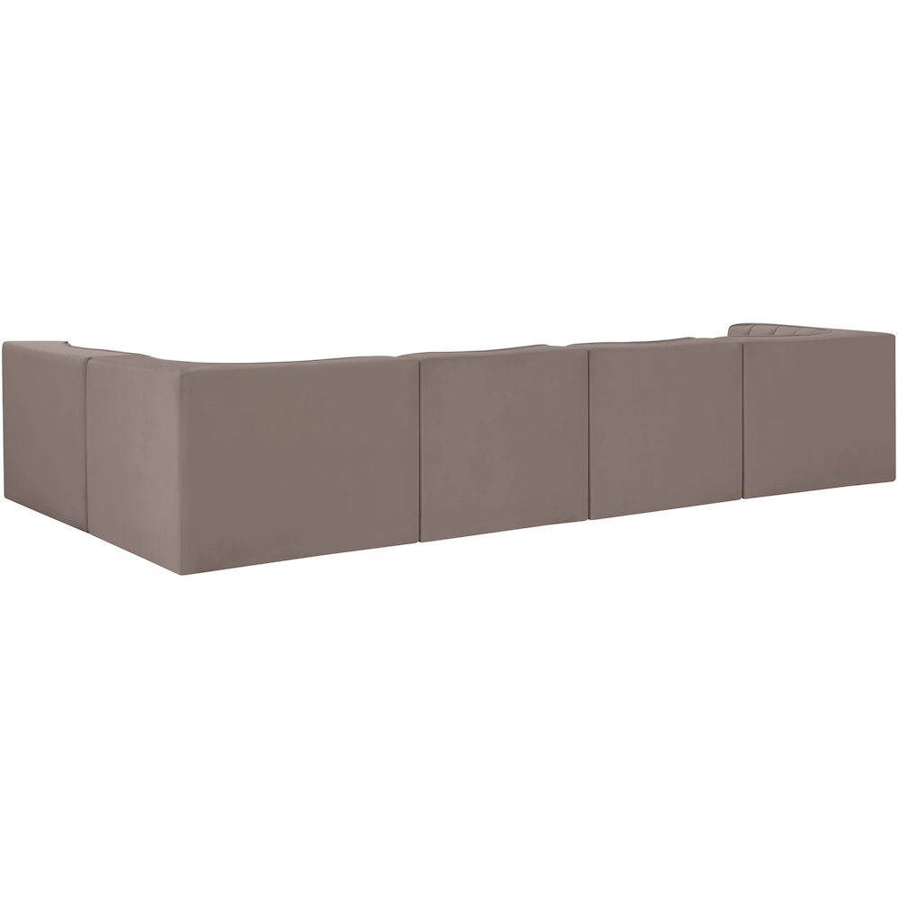 Rummi Taupe Velvet Performance Fabric Upholstered 5pc. Modular Sectional