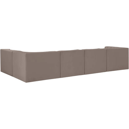 Rummi Taupe Velvet Performance Fabric Upholstered 5pc. Modular Sectional