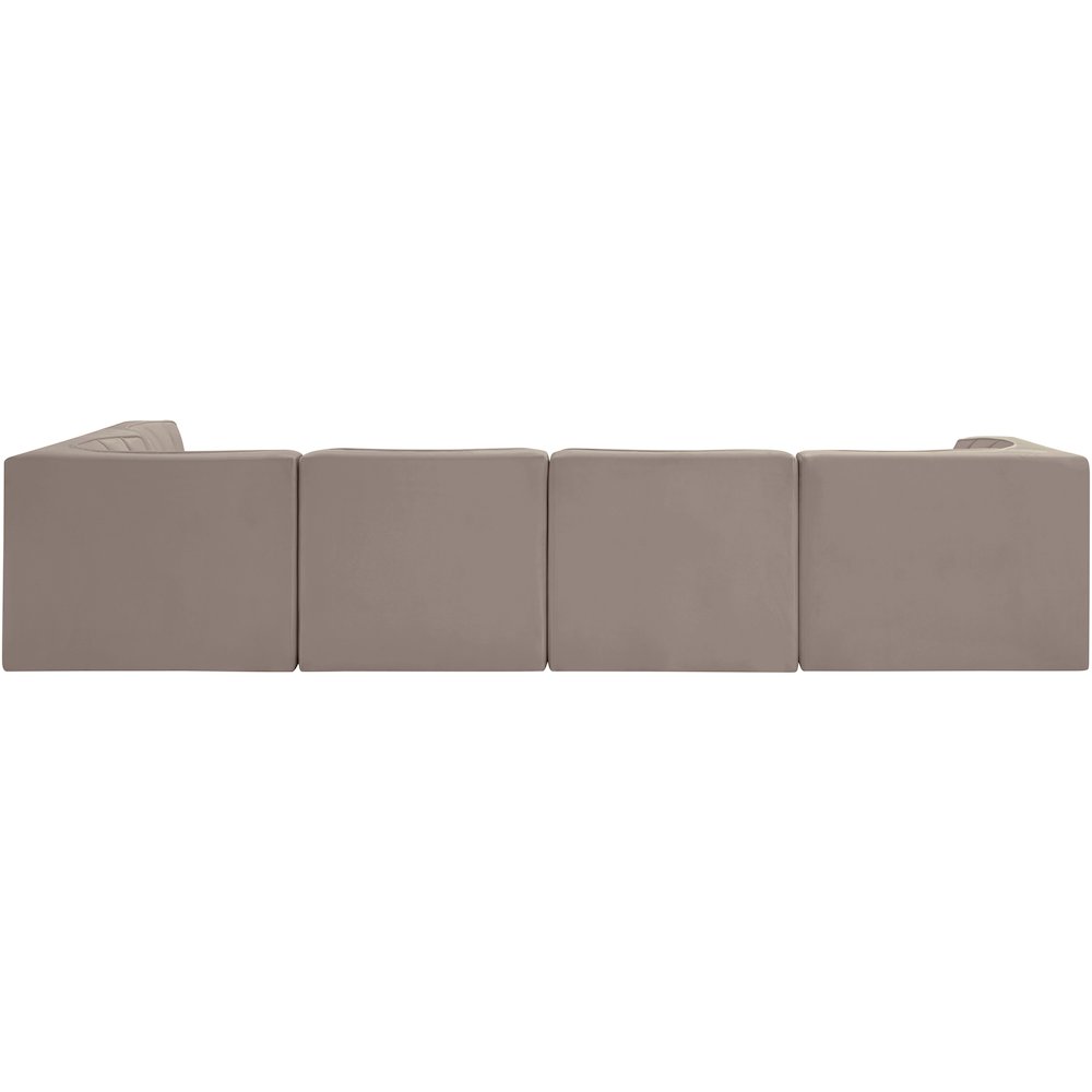 Rummi Taupe Velvet Performance Fabric Upholstered 5pc. Modular Sectional