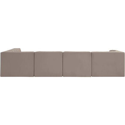 Rummi Taupe Velvet Performance Fabric Upholstered 5pc. Modular Sectional