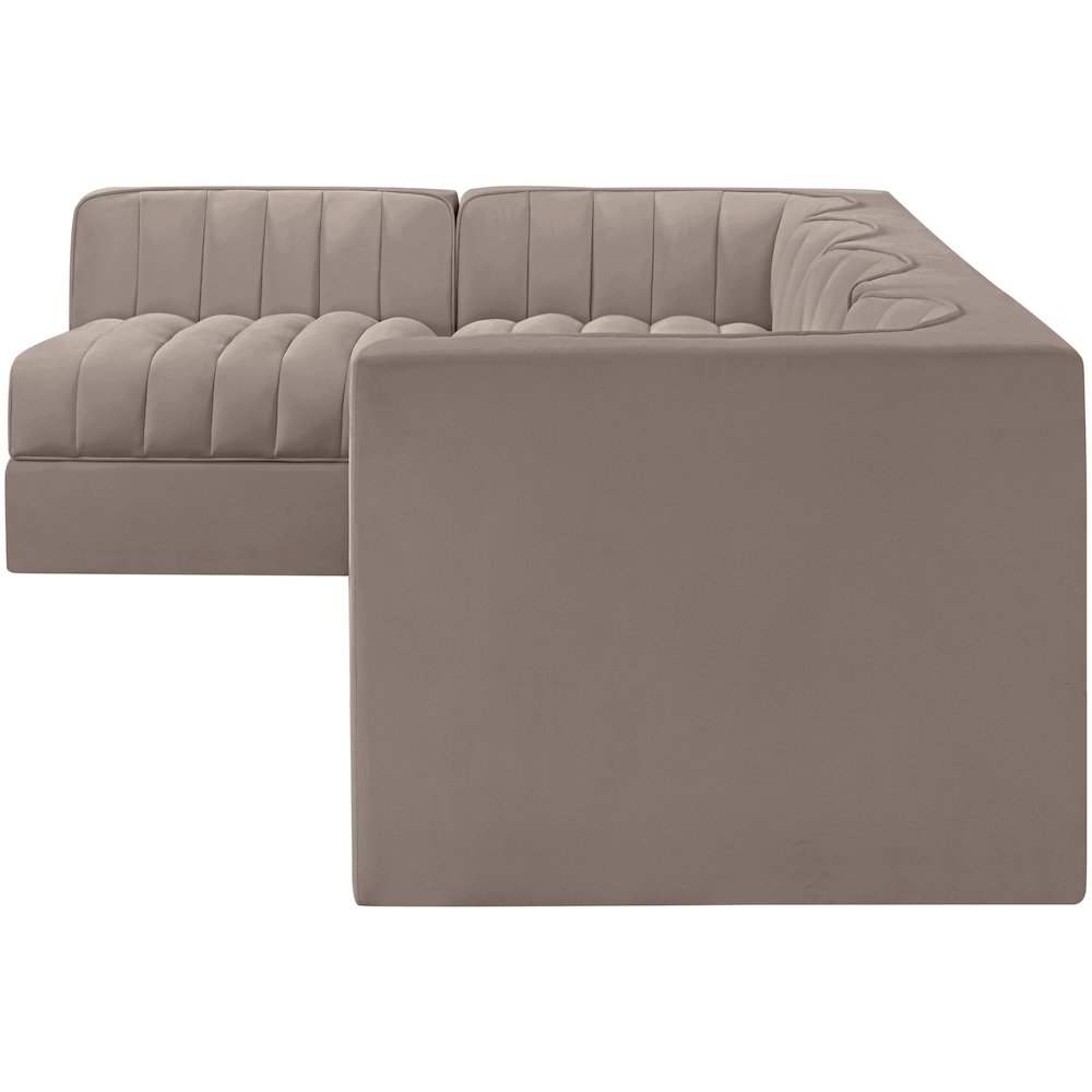 Rummi Taupe Velvet Performance Fabric Upholstered 5pc. Modular Sectional