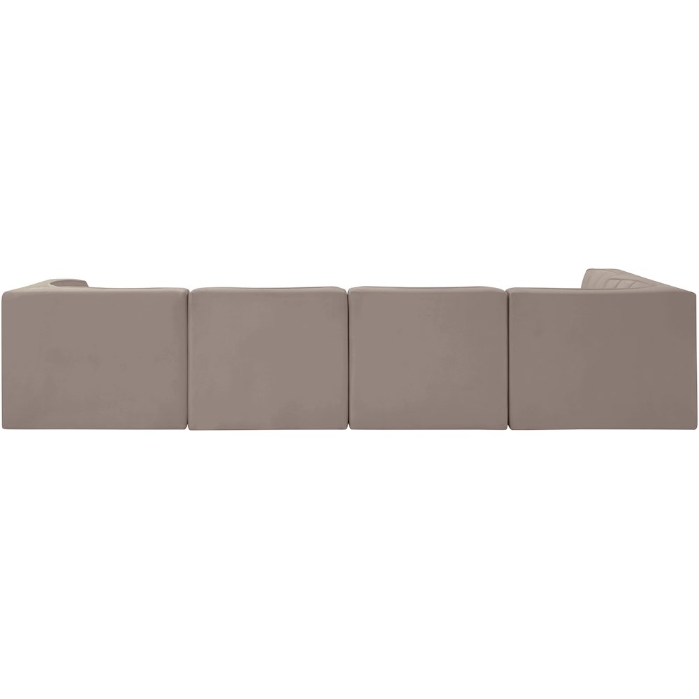 Rummi Taupe Velvet Performance Fabric Upholstered 5pc. Modular Sectional
