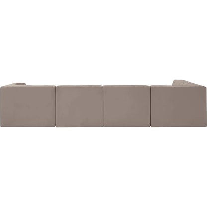 Rummi Taupe Velvet Performance Fabric Upholstered 5pc. Modular Sectional