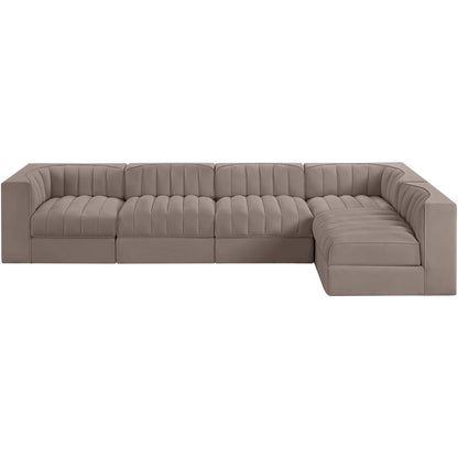 Rummi Taupe Velvet Performance Fabric Upholstered 5pc. Modular Sectional