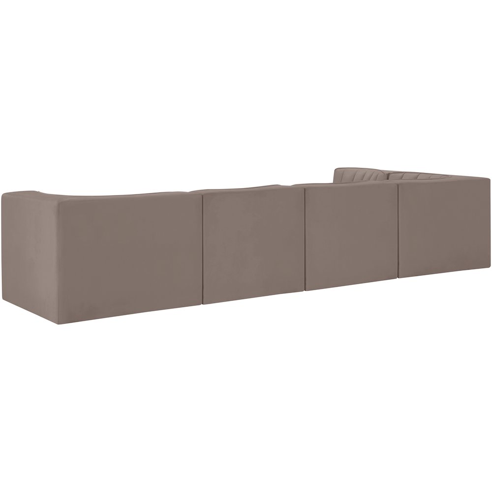 Rummi Taupe Velvet Performance Fabric Upholstered 5pc. Modular Sectional