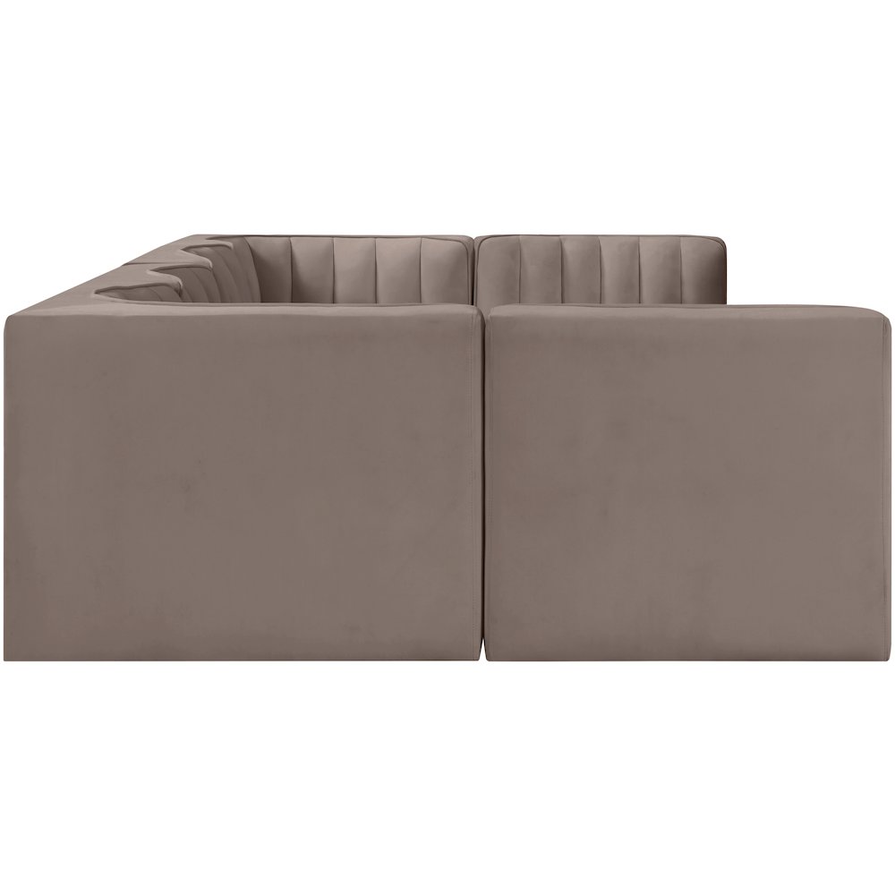 Rummi Taupe Velvet Performance Fabric Upholstered 6pc. Modular Sectional