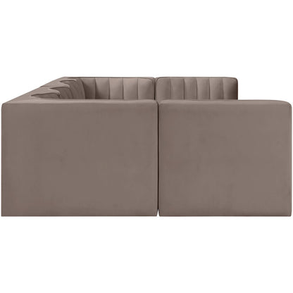 Rummi Taupe Velvet Performance Fabric Upholstered 6pc. Modular Sectional