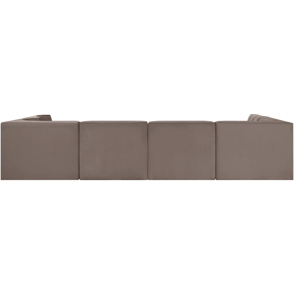 Rummi Taupe Velvet Performance Fabric Upholstered 6pc. Modular Sectional