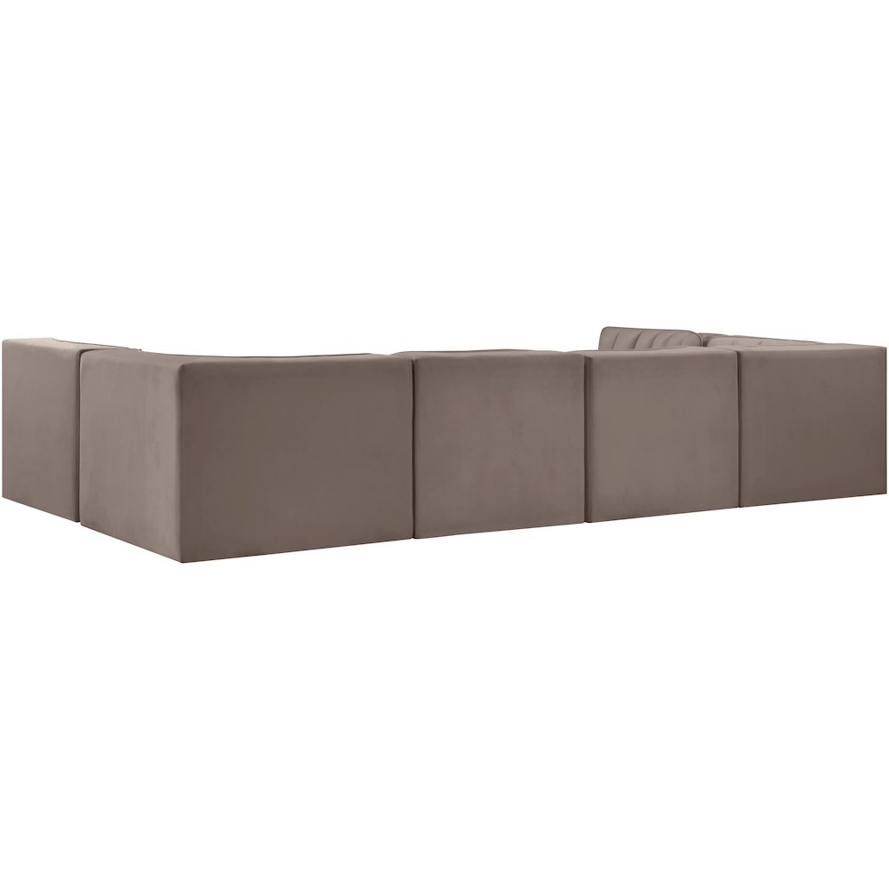Rummi Taupe Velvet Performance Fabric Upholstered 6pc. Modular Sectional