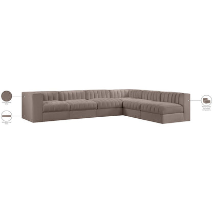 Rummi Taupe Velvet Performance Fabric Upholstered 6pc. Modular Sectional
