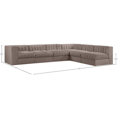 Rummi Taupe Velvet Performance Fabric Upholstered 6pc. Modular Sectional