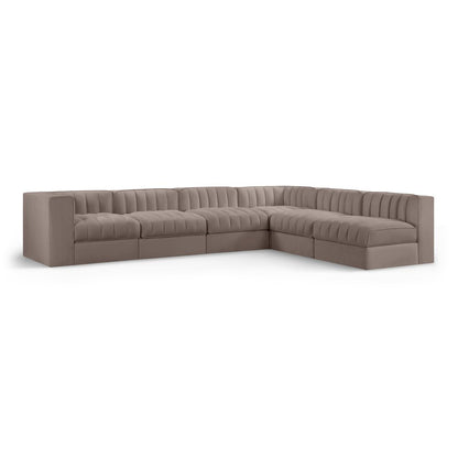 Rummi Taupe Velvet Performance Fabric Upholstered 6pc. Modular Sectional