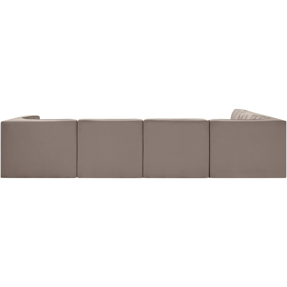 Rummi Taupe Velvet Performance Fabric Upholstered 6pc. Modular Sectional